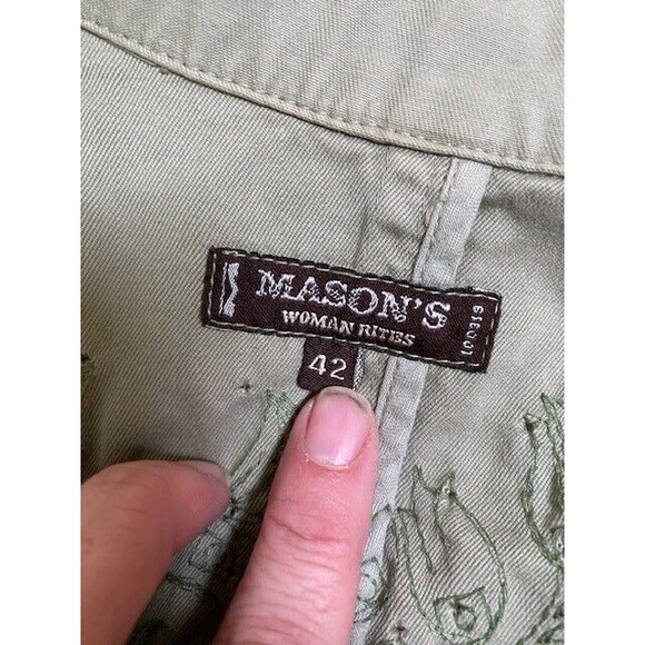 Mason's Woman Rites EU Size 42 Embroidered Studded Green Utility Jacket Full Zip - Picture 9 of 16
